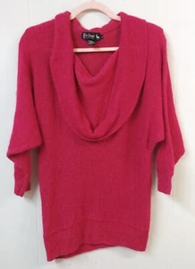 VTG LeChois WM L Silk & Angora Long Sweater Pink Cowl Neck Long Sleeves - Picture 1 of 4