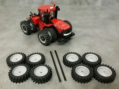 1/64 Farm custom scratch 20.8 R46 tractor tire kit gray rims + axels  - Image 1 of 4