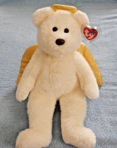 TY BEANIE BUDDY 15" - HALO II (2) - ANGEL BEAR - WHITE with GOLD WINGS & HALO - Picture 1 of 12