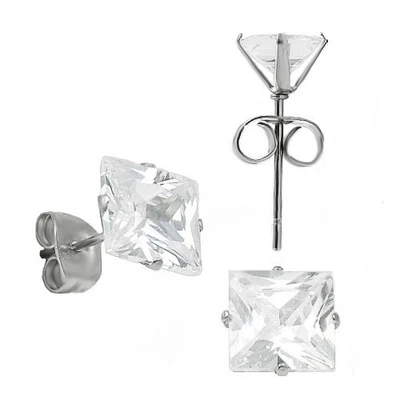 Aretes hipoalergénicos de acero inoxidable quirúrgico 4 mm princesa 0,68 quilates Foto 1 de 2