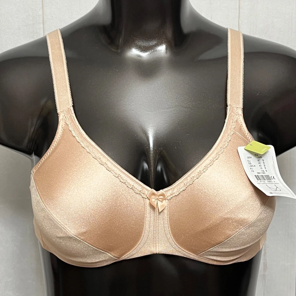 Amoena Rita 40B Classic Retro Satin Wireless Full Coverage Bra Beige NWT - Image 1 of 4