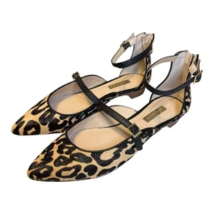 Ballerine nuove senza scatola Louise et Cie Lo-Claire capelli di vitello leopardati taglia 6 punta cinturino alla caviglia - Foto 1 di 15