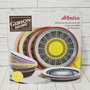 12 Teile Almira Melamin Geschirr Teller Schüsseln Geschirr Abendessen Küche 4 Set sortiert - Bild 1 von 9