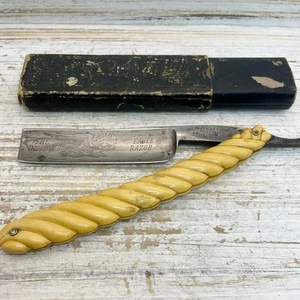 Maquinilla de afeitar recta de colección tallada con mango de celuloide Imperial Eagle Navaja Alemania - Imagen 1 de 8