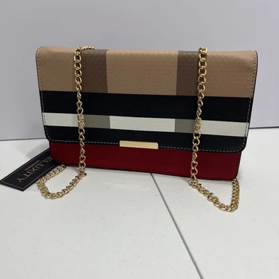 Deluxity Los Angeles Women's Crossbody Handbag Vegan Faux Leather, Brown & Red - Image 1 of 4