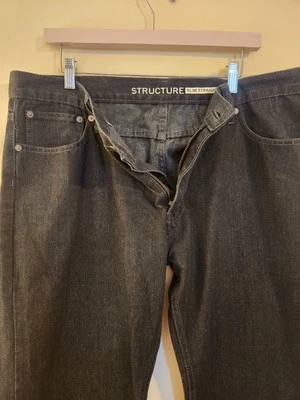 Pantalones de mezclilla negros ajustados de pierna recta Structure para hombre talla 38X32 Foto 1 de 4