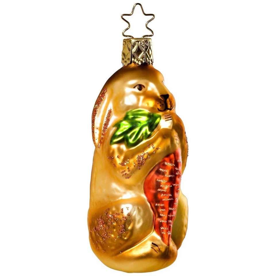 Christbaumschmuck Hase mit Karotte 9,5cm - Glas Figur Mundgeblasen & Handbemalt - Bild 1 von 1