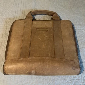 Franklin Covey Tan Leather Spacemaker Planner Binder 7~2" Double handle USA VTG - Picture 1 of 21