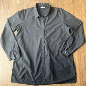 Camisa Eileen Fisher Manga Larga Botón Mujer Pequeña Negra Algodón Orgánico Popelín - Imagen 1 de 10