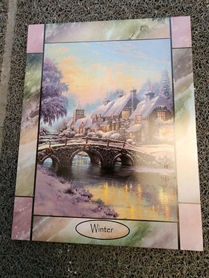 Placa de vidrio rectangular obra de arte decoración del hogar titulada invierno Foto 1 de 3