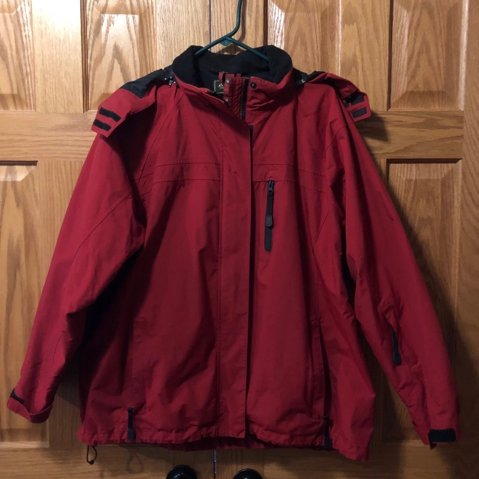 Chaqueta Abrigo de Invierno Eddie Bauer Mujer XXL Roja Muchos Bolsillos Capucha Extraíble Foto 1 de 4