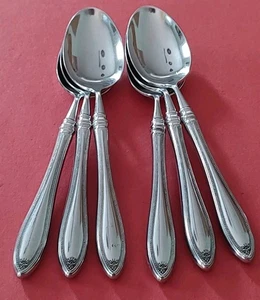 6 Oneida SHERATON Stainless SOUP SPOON CUBE LOGO USA 7 1/4" Heirloom FreeShip - Picture 1 of 10