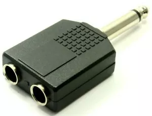 ENCHUFES DOBLES 2X 6.35MM MONO JACK A 6.35MM MONO JACK ENCHUFE ADAPTADOR DE AUDIO DIVISOR - Imagen 1 de 2