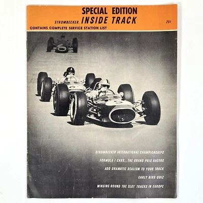 Revista Strombecker Inside Track #4 1965 vintage coche tragamonedas Brabham F-1 en muy buena condición Foto 1 de 4