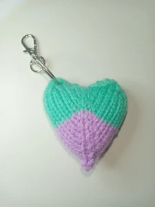 Hand Knitted Heart Keyring Or Bag Charm. Valentine's Or To Show You Care Gifts - Picture 1 of 2