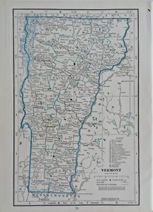 Mapa antiguo del estado de Vermont 1931 del atlas de resumen literario del mundo - Imagen 1 de 1