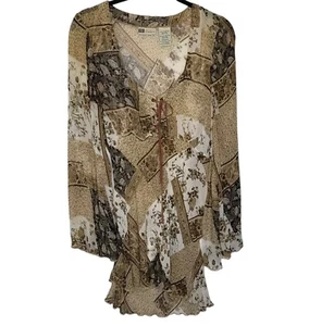 Vtg Y2K Faded Glory Flare Sleeve Lace Up Tunic S/M RenFair Renaissance - Picture 1 of 6