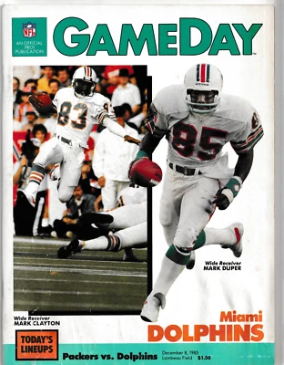 GREEN BAY PACKERS Dec 8, 1985 GAME DAY PROGRAM MIAMI DOLPHINS MARK CLAYTON DUPER - Image 1 of 3