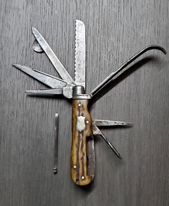 Rare 1863 - 1884 Alfred Field & Co Sheffield Horsemans Stag Farrier Pocket Knife - Picture 1 of 19