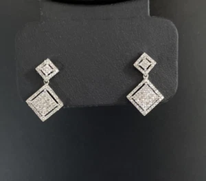 Ross-Simons 0.50 ct. t.w. Pave Diamond Earrings in Sterling Silver New - Picture 1 of 11
