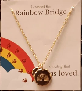 Regenbogen Brücke Haustier Gedenk Anhänger Halskette Hund Katze Erinnerung Geschenk Trauer Trauer - Bild 1 von 2