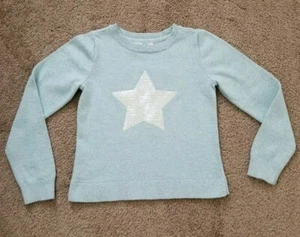 Gap Kids Girls Blue White Star Sequin Pullover Sweater Cotton Sz. L LARGE - Picture 1 of 5