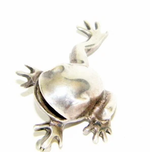 VINTAGE 1960'S MODERNIST STERLING FROG BROOCH, MEXICO - Picture 1 of 5