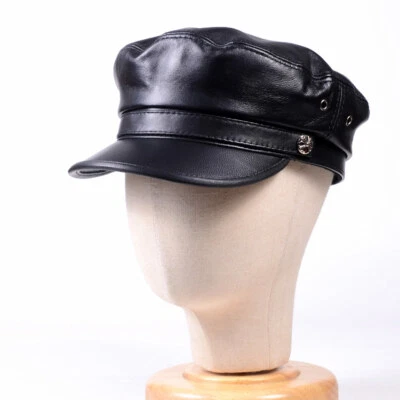 Women's Ladies Real leather Beret Service Cap Newsboy Navy/flat/Army Caps/hats - Image 1 of 4