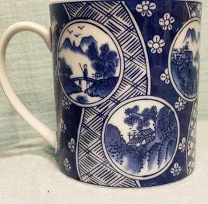 Oriental Ceramic Mug Blue New made in Japan - Picture 1 of 5