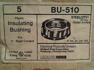 MIDLAND ROSS PLASTIC INSULATING BUSHING FOR 4in. RIGID CONDUIT 5 PIECES BU-510 - Picture 1 of 3