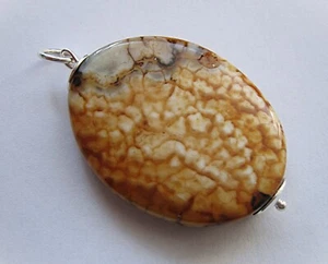 Sabana ágata marrón ovalado 53 mm colgante de piedra preciosa con ojal de plata 925 - Imagen 1 de 5