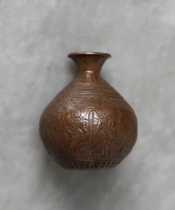 Antique Indo-Persian copper bowl, engraved with dancing figures - Picture 1 of 5