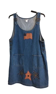 Vintage Haiks Patriotic Americana Y2K Denim Pullover Damen XL Spplique mit Knopf - Bild 1 von 9