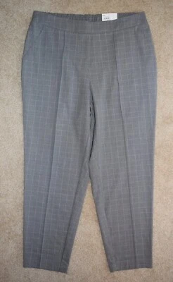 New Womens Nine West Crop Dress Pants Large Relaxed Fit Gray Purple Plaid - Image 1 of 2