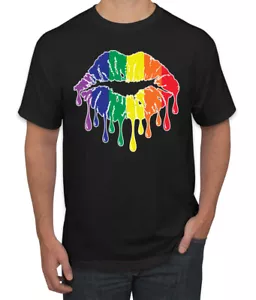 Maglietta grafica uomo Rainbow LGBTQ Gay Pride labbra gocciolanti LGBT Pride - Foto 1 di 26