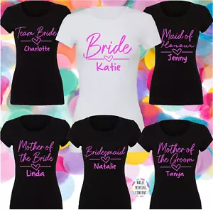 Hen do T-shirts T-shirt Bride Tribe Top Bridal Party  wedding T shirts Crew Pink - Picture 1 of 5