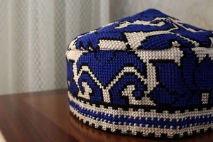 Uzbek hand embroidered skull-cap hat,handmade ethnic muslim kufi hat,boho  cap - Picture 1 of 5