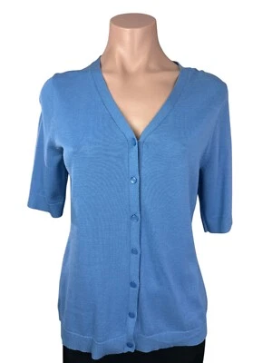 Coldwater Creek Blue Cardigan Sweater Size S Button Front Short Sleeve - Image 1 of 4
