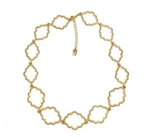 Lauren Ralph Lauren LRL Gold Tone Necklace Reversible Textured Shiny Scalloped - Picture 1 of 15
