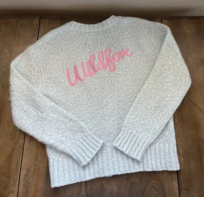 Cárdigan Suéter Wildfox Etiqueta Blanca Azul Abotonado Rosa Bordado Logo Talla M Foto 1 de 4