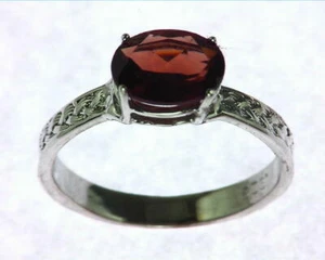 Garnet Set In Sterling Silver Ring RSS 837 - Picture 1 of 6