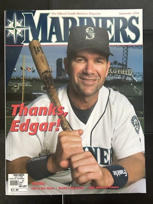 September 2004 Seattle Mariners Magazine w/ Scorecard Edgar Martinez Bret Boone - Image 1 of 4