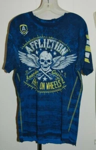 Mens Affliction American Customs Hell on Wheels Reversible Graphic T-Shirt Large - Picture 1 of 4