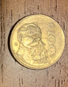 1990 $100 "Carranza" vintage Mexican pesos coin - Picture 1 of 1