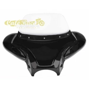 Batwing nero lucido con plexiglass chiaro per harley DAVIDSON SPORTSTER - Foto 1 di 3