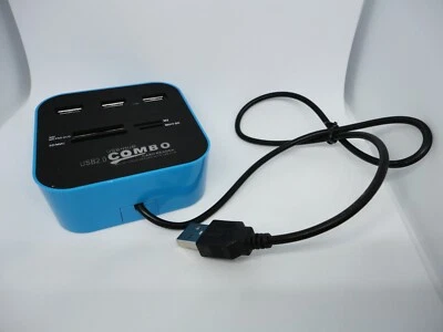 USED All In One 3 Ports USB Hub Card Reader Writer Square Cube Box SD Micro + - Image 1 of 4