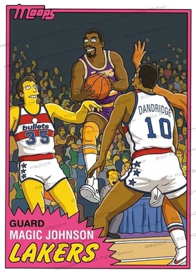 Magic Johnson 1981 Rookie Homer's Heroes Simpsons Custom Trading Card Lakers - Image 1 of 2