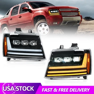 LED Headlights for 2007-2014 Chevy Tahoe Suburban Avalanche,w/Startup Animation - Imagem 1 de 4