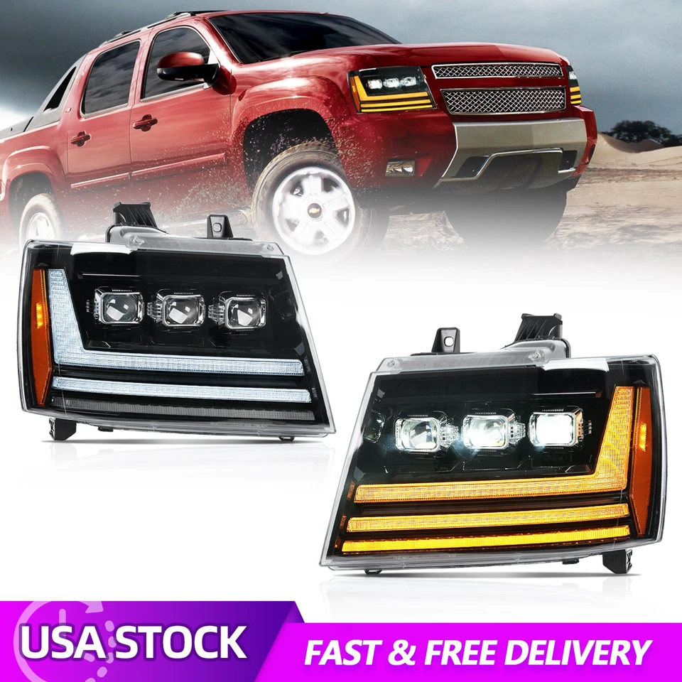 LED Headlights for 2007-2014 Chevy Tahoe Suburban Avalanche,w/Startup Animation - Imagem 1 de 4