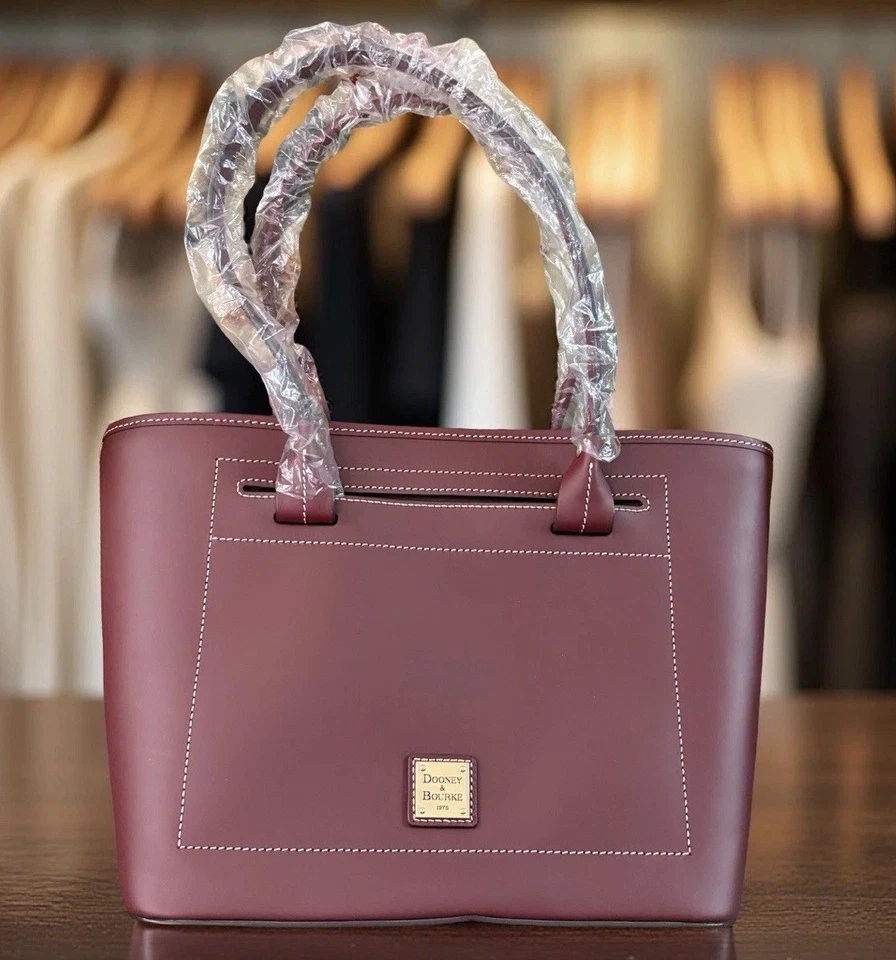 Bolso de Mano Dooney Bourke Burdeos Rojo Borgoña Faro Cuero Liso Shopper Slip Foto 1 de 4